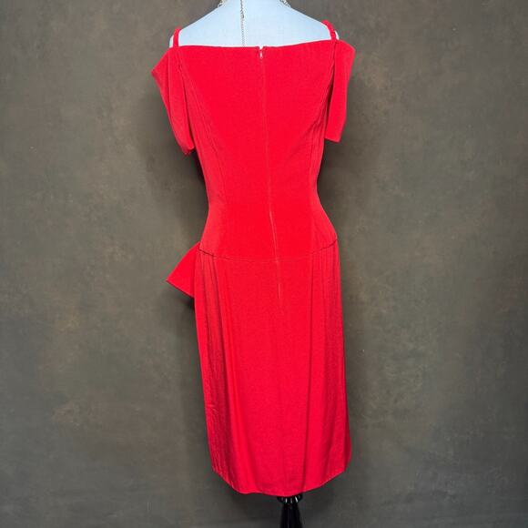 Morton Myles Red Bow Cocktail Dress 6 | Vintage 80s, Glam, Old Money - Picture 5 of 10